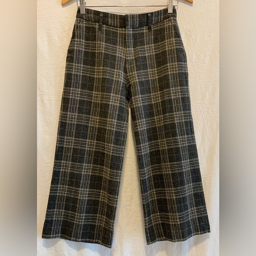 Banana Republic Women's Plaid Wide Leg Trouser Pants